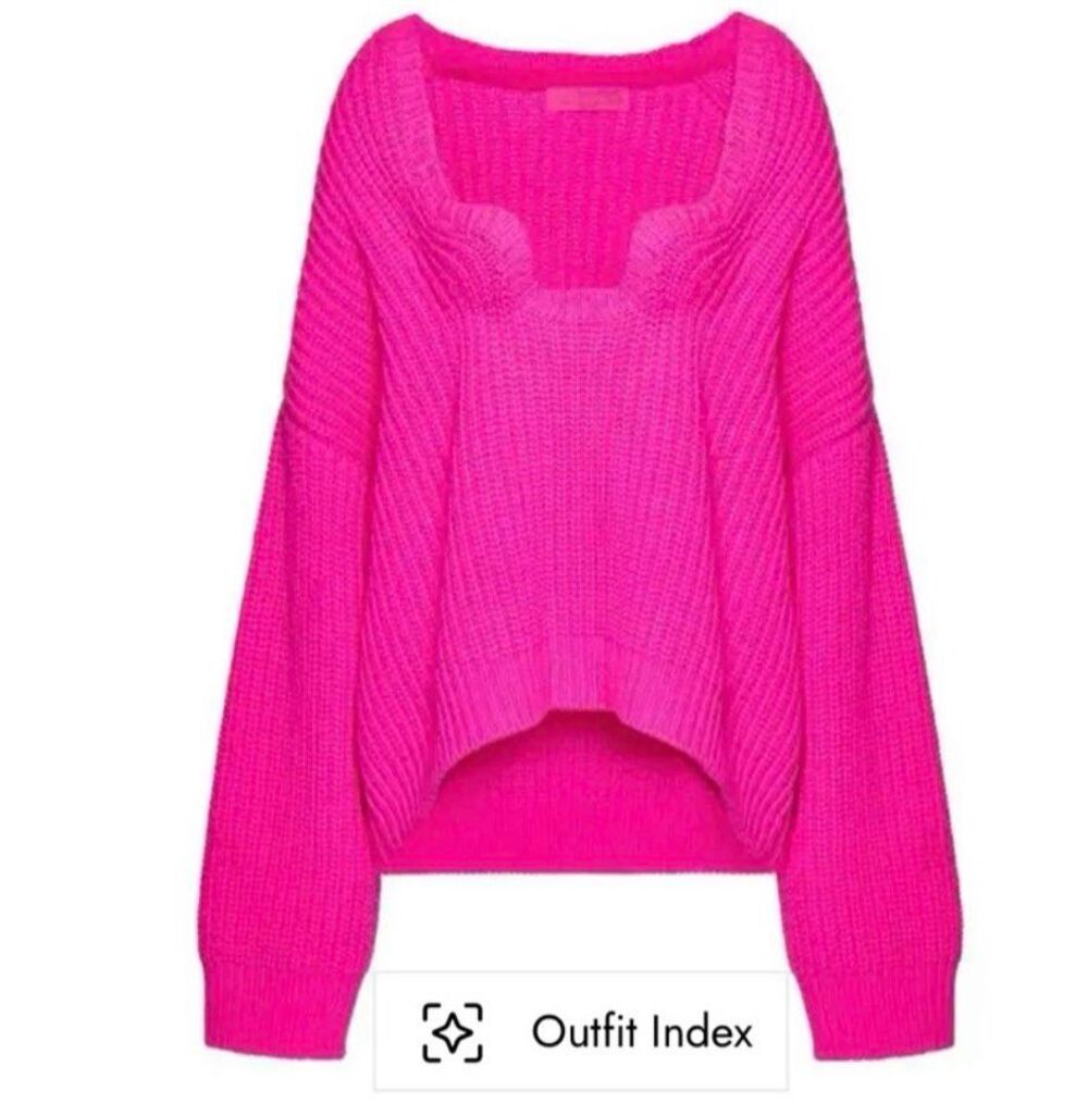 Valentino Garavani Ribbed Knit Fuschia Wool Asymmetrical Sweater NWT Women’s Siz